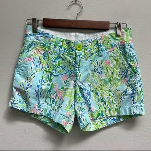 Lilly Pulitzer shorts Callahan chino coral reef starfish with pockets size 0